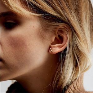 Bar stud earrings gold minimal ear stack